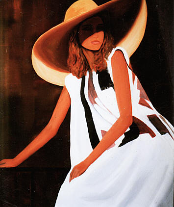 peinture femme au chapeau