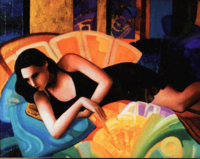 peinture oeuvre modele divan floral