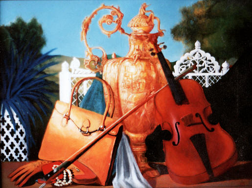 peinture nature morte au violon