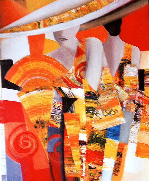 peinture femme geometrie des vetements